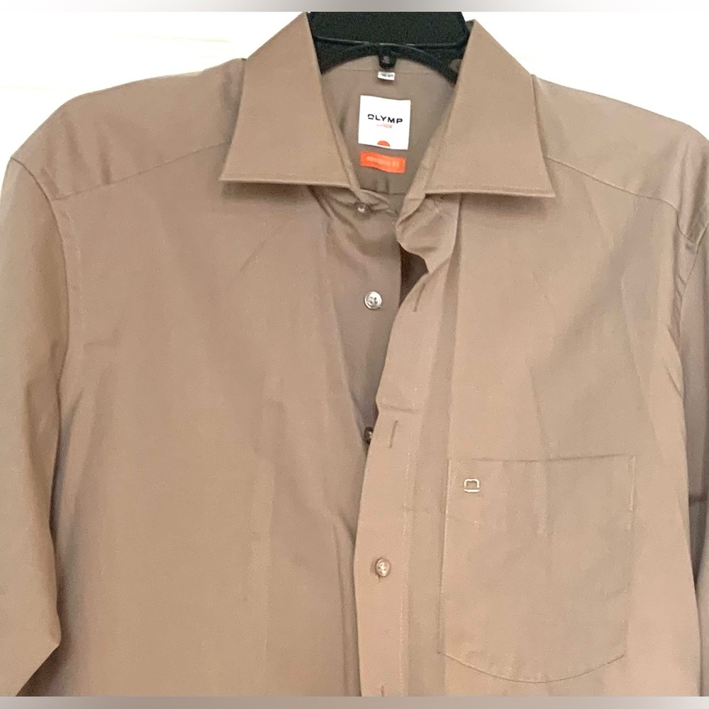 Dress shirt, light tan, cotton, neck 16.5 (42) modern fit by Olymp Luxor